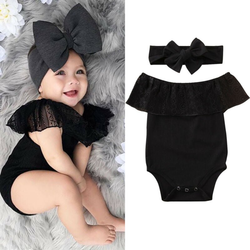 Body Ciganinha Preto Básico +Laço | 0-18 Meses